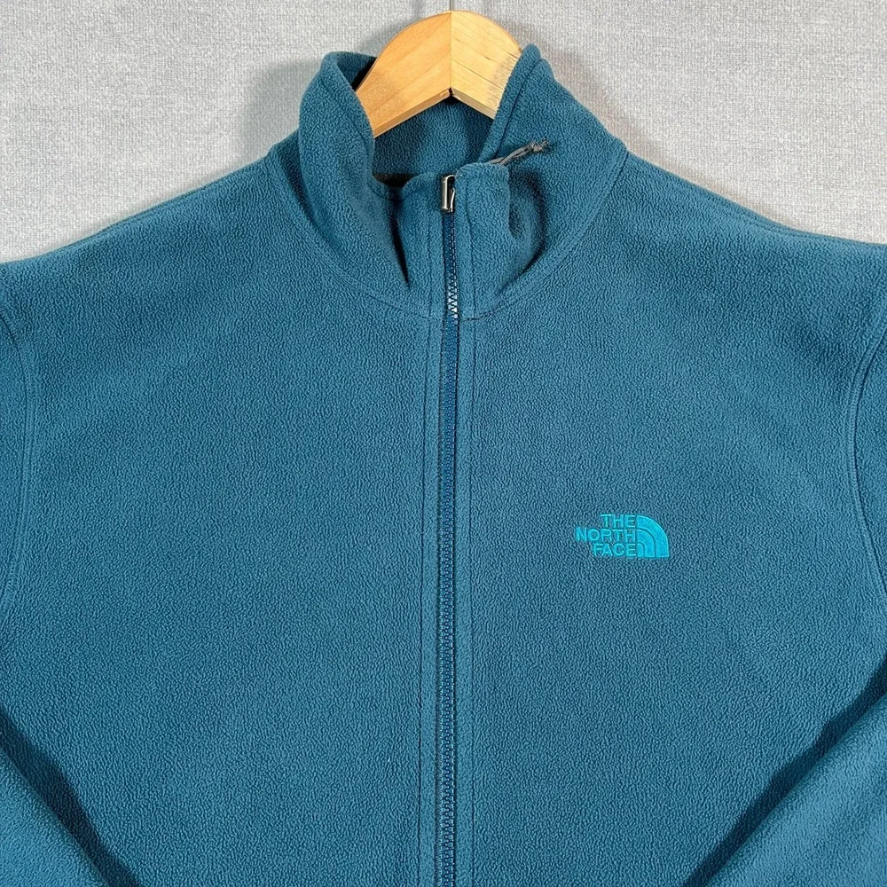 The North Face TKA 100 Full Zip Fleece Jacket Mens Large Blue Teal Polyester